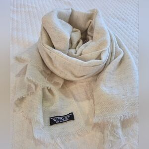 Nepal Cashmere Scarf Large Rectangle Marled Cream White 27x75 Classic Luxurious